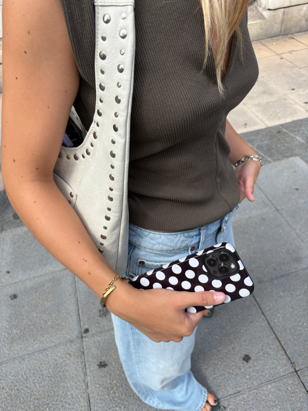 BLACK POLKA DOTS PHONE CASE