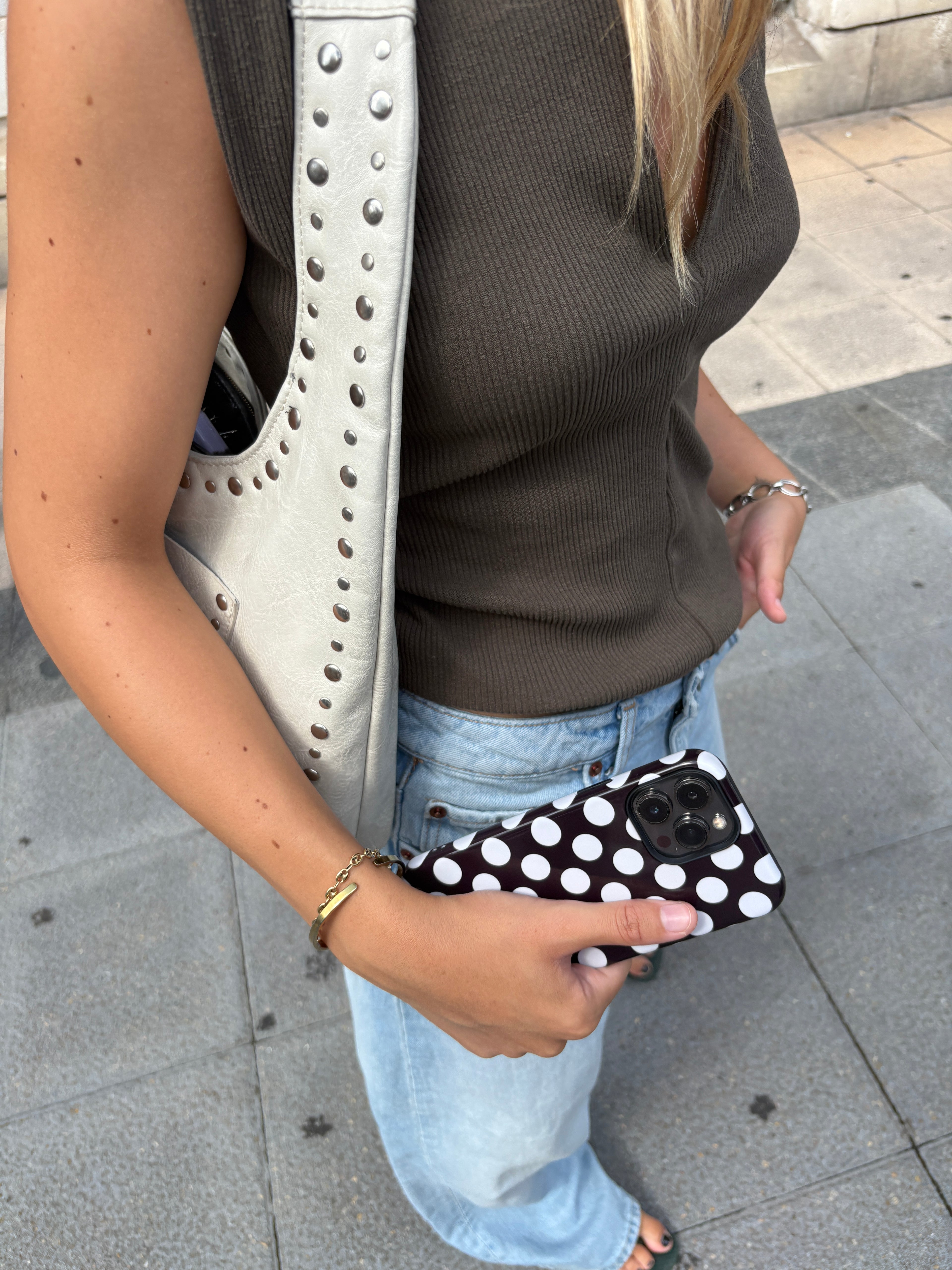 BLACK POLKA DOTS PHONE CASE